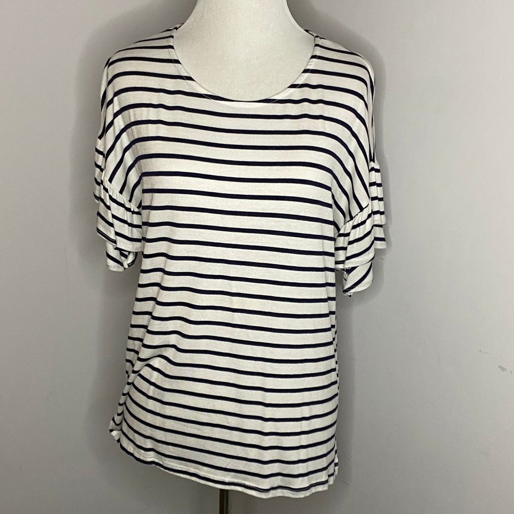 NWT Agnes & Dora Striped Frill Sleeve Tunic